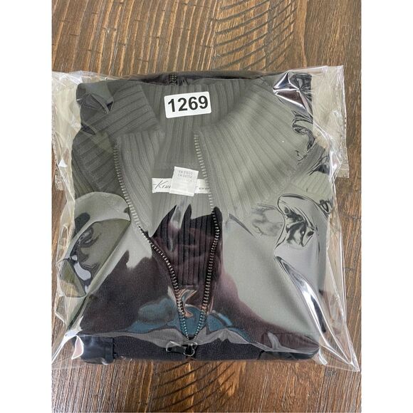 Kenneth Cole Sweater Men M Black Full Zip Rib Knit Military Style Casual Capsule - Picture 10 of 10